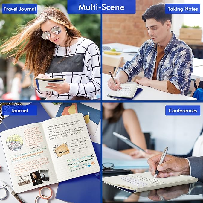 feela 36 Pack Soft Cover Journal Bulk, Lined Blank Travel Journal for Women Men Writing, Notebooks College Ruled for Work, Note Taking Notebook School Business Supplies, 8.2” x 5.5”, A5, Navy