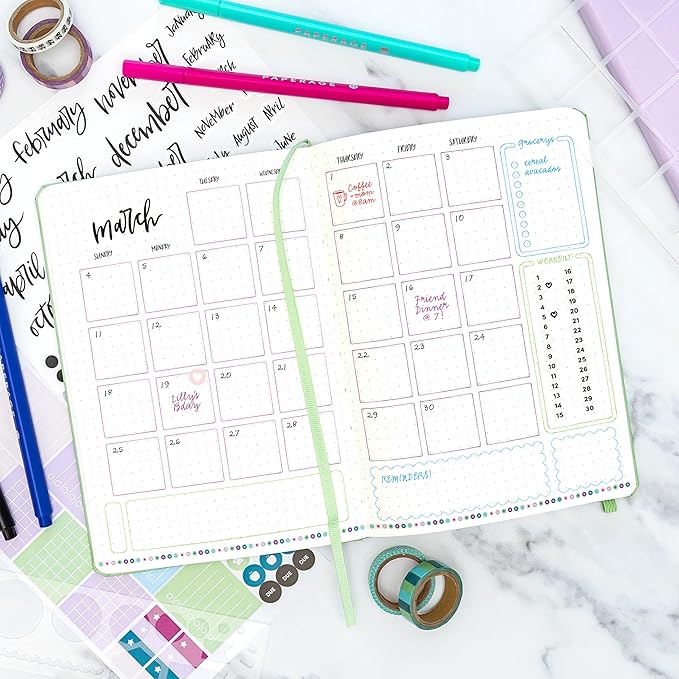 PAPERAGE Dotted Journal Notebook, (Navy), 160 Pages, Medium 5.6 in x 8 in - 100 GSM Thick Paper – Hardcover Journaling Notebook for Work, School & Bullet Journaling