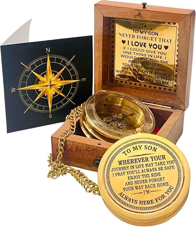 To My Son Compass Gift From Mom and Dad | 2" - For Teenage Son's Graduation, Christmas, Birthday, Baptism, Confirmation, Communion
