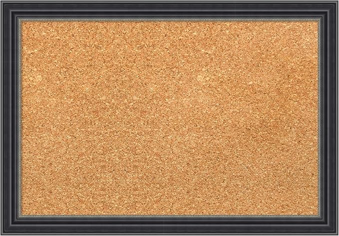Amanti Art Natural Cork Board for Wall, 14x20 Vision Board with Black Wood Frame, Small Corkboard Office Decor for Home Organization, Traditional Corkboard Pinboard to Display Items for Home