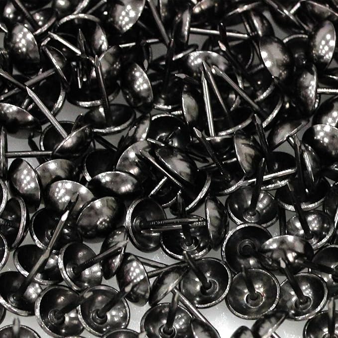 500Pcs Upholstery Tacks, BetterJonny Decorative Furniture Nails Pins 17X11MM Black Metal Thumb Tacks for Upholstered Furniture Cork Board, Home Decor