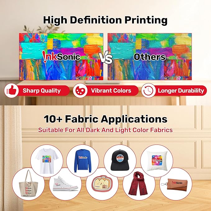 InkSonic R1390 DTF Printer Machine, A3 T Shirt Printing Machine with Oven, 13" DTF Printer Bundles, Direct to Film Heat Transfer, T-Shirt Maker for Clothes Design, Custom Garment Printing