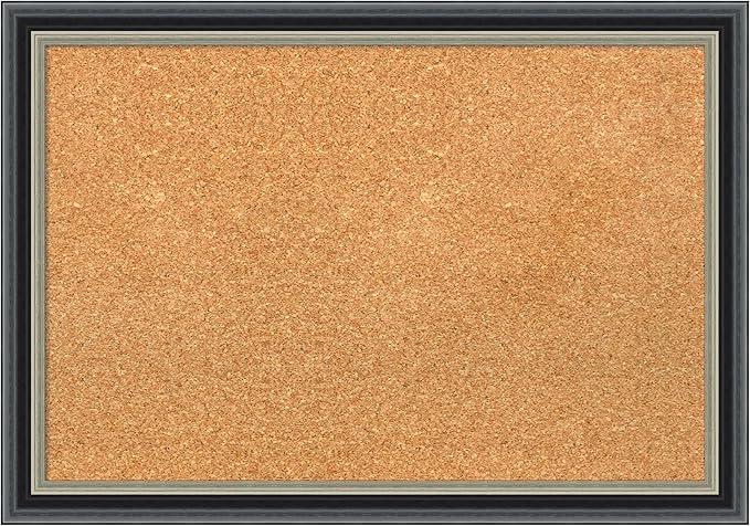 Amanti Art Natural Cork Board for Wall, 19x27 Vision Board with Black Wood Frame, Medium Corkboard Office Decor for Home Organization, Modern Contemporary Corkboard Pinboard to display items for home