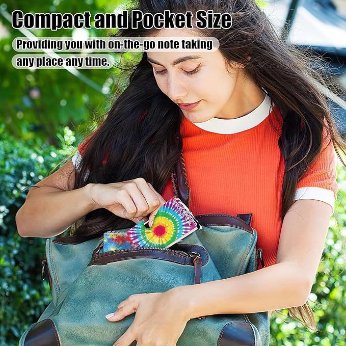 Koogel 24PCS Small Spiral Notebook, Blank Mini Pocket Journal Notebook for Kids Back to School, Tie Dye Style Journal Mini Memo Pads for Tie Dye Birthday Pastel Art Party Favors Gift Supplies