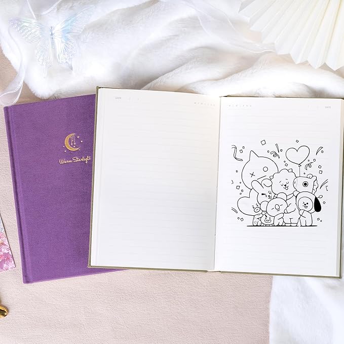 CAGIE Lined Journal Notebook for Women Girls, A5 Hardcover Linen Journals For Writing 256 Pages, Aesthetic Womens Diary, Gifts 8.3'' x 5.7'' Purple