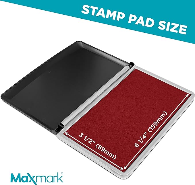 MaxMark Large Premium Crimson RED Ink Stamp Pad - 3.5" x 6.25" - Quality Felt Pad
