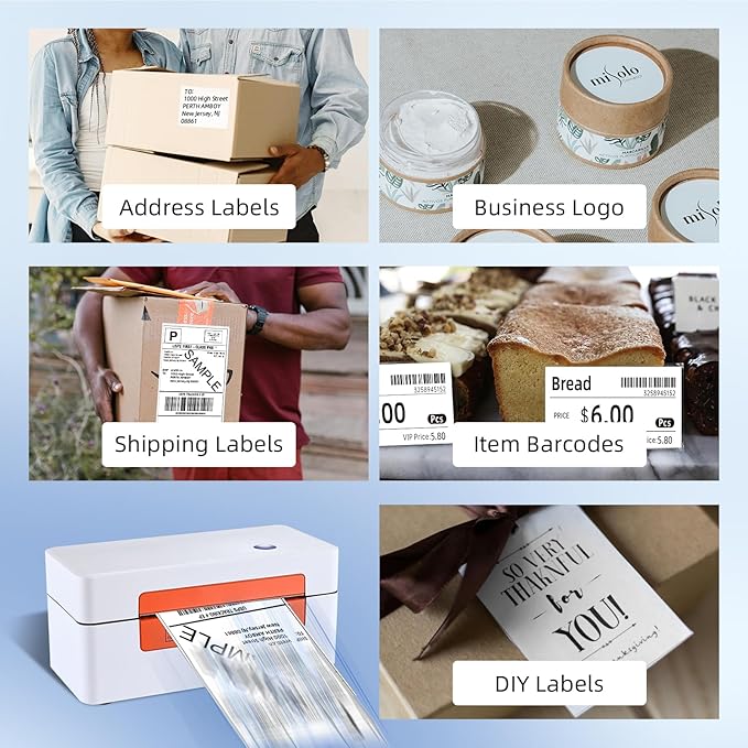 vretti Bluetooth Shipping Label Printer - 4x6 Thermal Label Printer for Shipping Packages Small Business Office or Home,Widely Used for Amazon, Ebay, Shopify, Etsy, USPS