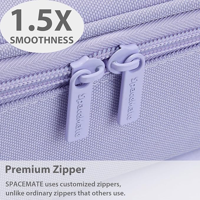 Pencil Case Pouch Box Bag School Supplies Girls Boys Kids, Cute Preppy Stuff Large Big Capacity Aesthetic Pen Organizer, Back to College Stationary, Light Purple, Standard Stlye, 1800ml