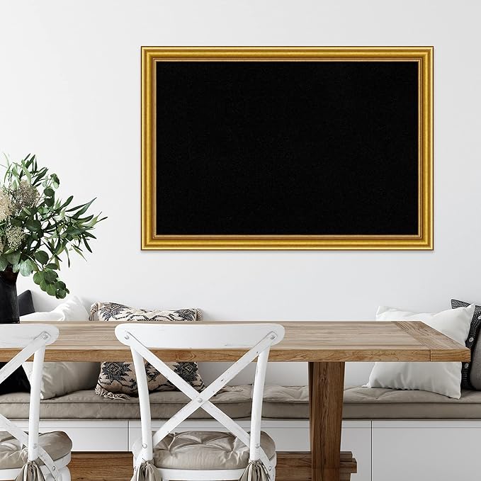 Amanti Art Black Cork Board for Wall, 28x40 Vision Board with Gold Wood Frame, Large Corkboard Office Decor for Home Organization, Traditional Corkboard Pinboard to display items for home organization