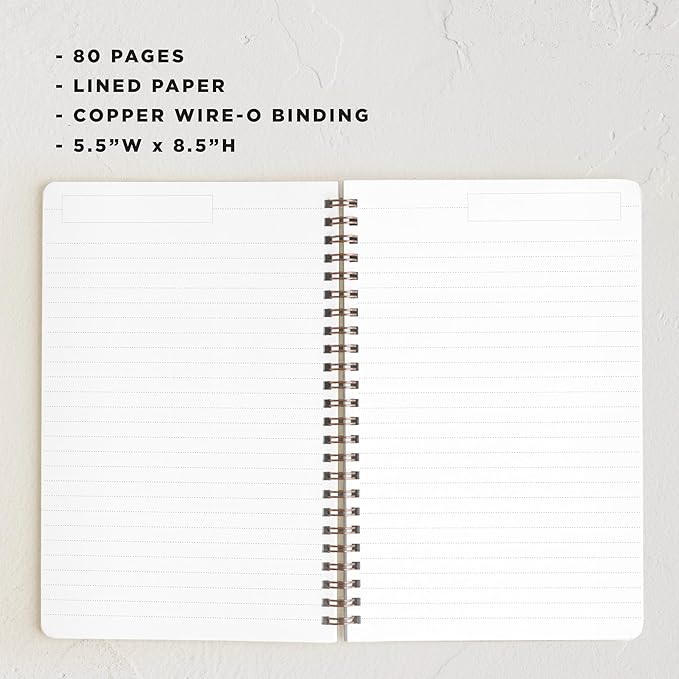 Minted Black Bow Notebook, Writing Journal for Notes & Journaling, Durable Acrylic Free Cover, Modern, Colorful & Simple Spiral Bound Journal Notebook with 80 Lined Pages, 5.5" x 8.5"