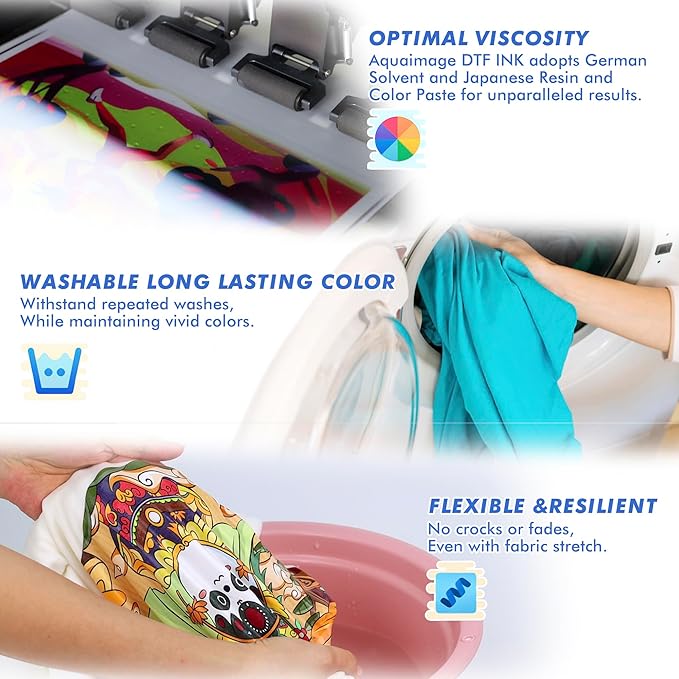 Dtf Ink 1500ml Dtf Printer Ink for ET8550,L1800,XP15000, Bright Colors,DTF Transfer Ink for Pet Film, Refill Ink for P400, P800, P600, DX5, XP600. (250ml x 6, 2Wh+BKCMY)