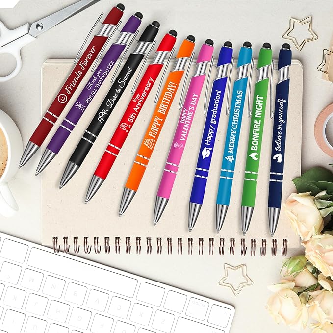 Personalized Pens Bulk 50 100pcs with Name Logo,Custom Black Blue Ink Pens, Customized Funny Quote Motivational Saying,Back to School Supplies, Graduation Office Coworker Thank You Appreciation Gifts