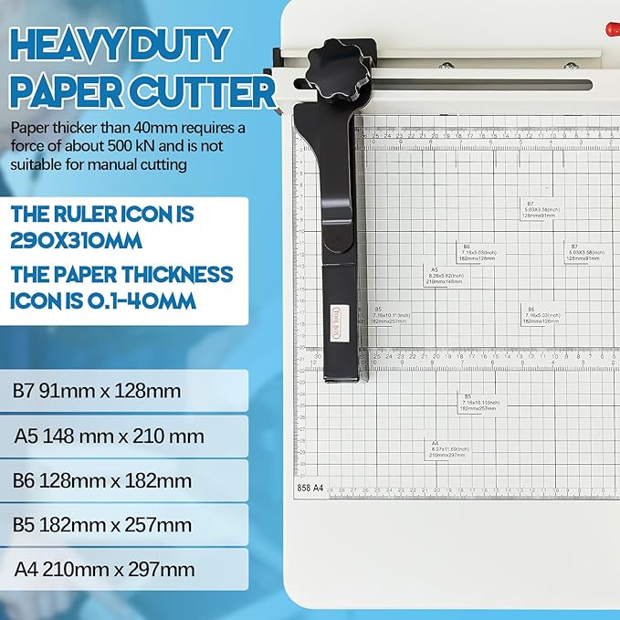 12 Inch A4 Guillotine Paper Cutter Heavy Duty Paper Cutter 400 Sheet Capacity Stack Cards Trimmer Steel Slicer with Metal Base for Cards Leather Office Home School (Beige)