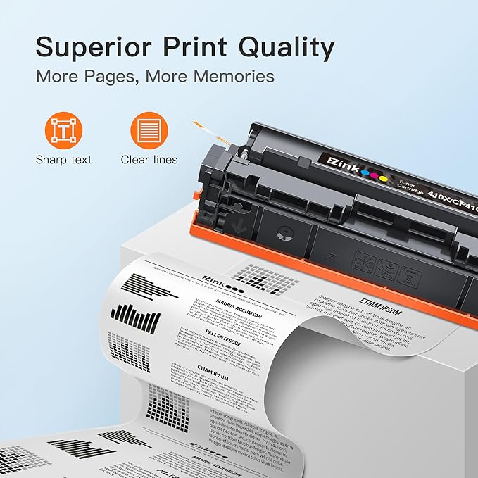 E-Z Ink 410X Toner Cartridges Compatible for HP 410X 410A CF410X CF411X CF412X CF413X to Use with HP Color Laserjet Pro MFP M477fdw M477fdn M477fnw Pro M452dn M452nw M452dw (with Chip -B/C/Y/M)