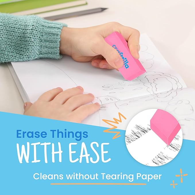 Pink Erasers Bulk 100 Pack - Large Latex- Free Bulk Erasers for Kids, Classroom, and School Supplies - Ideal for Pencils and Drawing - Teacher Supplies - Borradores Escolares