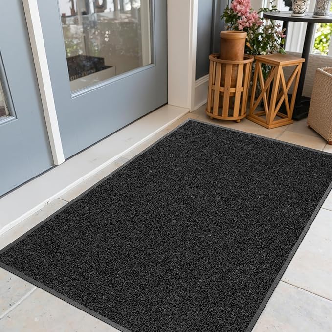 Kuyal Door Mat, 3'x4' Indoor Outdoor Entrance Mat to Trap Dirt and Moisture, Non Slip Waterproof Outdoor Mats, Commercial Floor Inside Outside Entrance, Heavy Duty Durable Welcome Mats, Black
