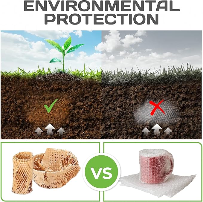 HexcelWrap Mini - Honeycomb Packing Paper, Eco-Friendly, Sustainable Paper Bubble Wrap for Shipping & Moving, Cushioned Packing Material in Dispenser - Natural, Pallet of 40, 12" x 750'