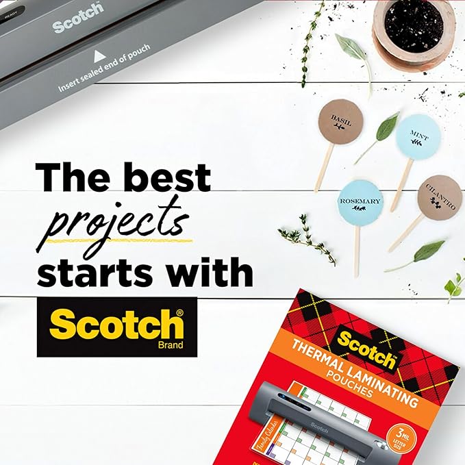 Scotch Thermal Laminating Pouches, 200 Count, Clear, 3 mil., Ideal Office or School Supplies, Fits Letter Sized Paper (8.9 in. × 11.4 in.)