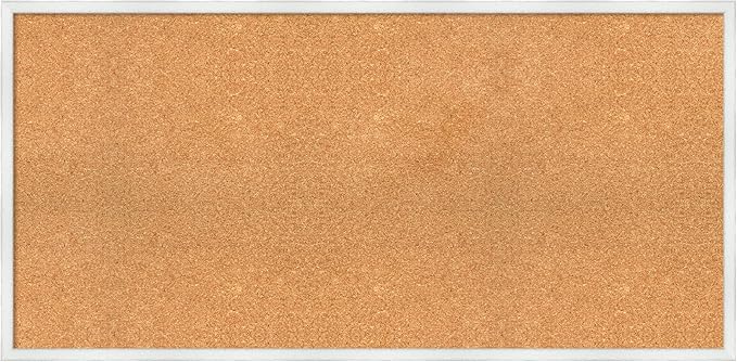 Amanti Art Natural Cork Board for Wall, 23x47 Vision Board with White Frame, Oversize Corkboard Office Decor for Home Organization, Country Rustic Corkboard Pinboard to Display Items for Home