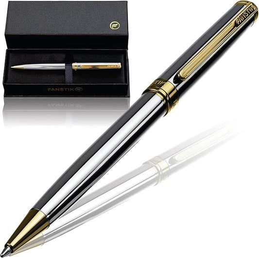 Silver&Gold Luxury ballpoint Pen (Made In USA) fancy gift set for women, Real 24K Gold Plating, Professional executive pen gift set for men (Lux BallPoint Silver-Gold)