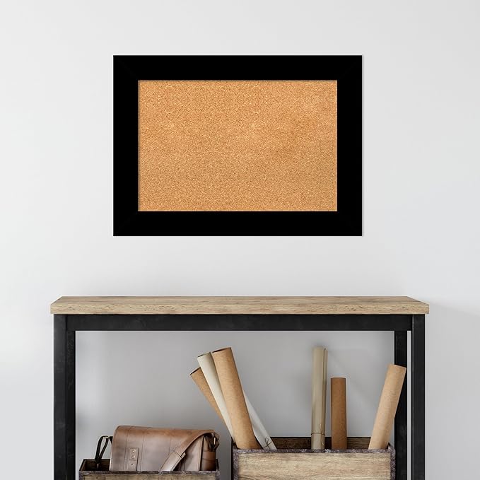 Amanti Art Natural Cork Board for Wall, 21x29 Vision Board with Black Wood Frame, Medium Corkboard Office Decor for Home Organization, Casual Corkboard Pinboard to Display Items for Home Organization