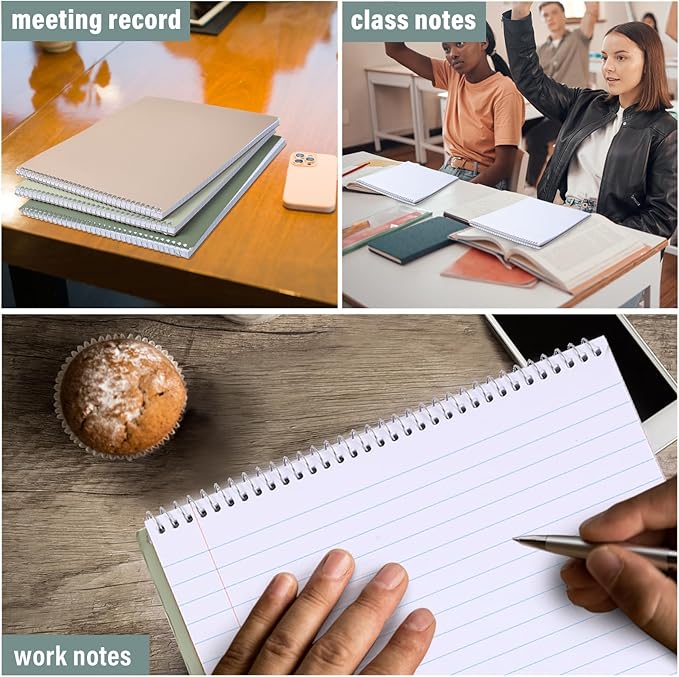 Maitys 6 Pack 8.5 x 11'' Top Bound Office Steno Book Wide Ruled Double Sided Spiral Steno Books Reliable White Paper 70 Sheets/Pad Pastel Colors Covers for Writing Notes College (Stylish Color)