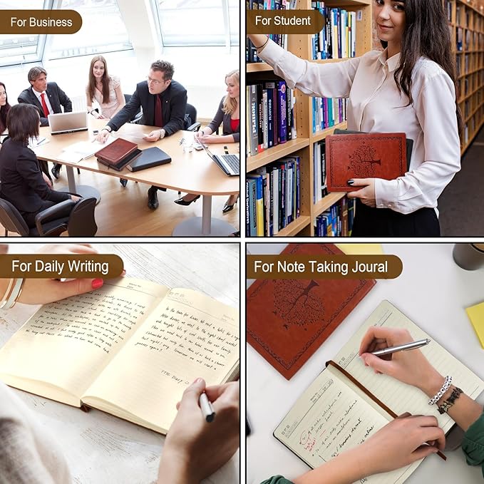 Leather Journal Notebook,300 Pages Hope Tree Softcover Lined Notebook for Women Men,300 Travel,Business,Work,Office,School Note Taking,5.7'' X 8.3''(black)