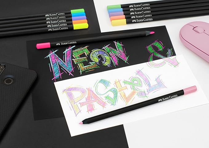 Faber-Castell Black Edition Colored Pencils: 12 Neon & Pastel