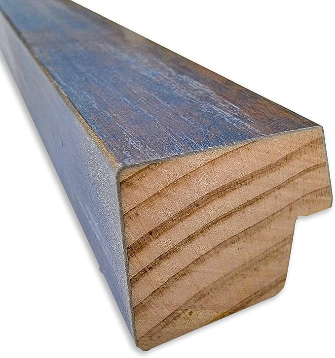 Amanti Art Natural Cork Board for Wall, 14x32 Vision Board with Blue Wood Frame, Medium Corkboard Office Decor for Home Organization, Modern Contemporary Corkboard Pinboard to display items for home