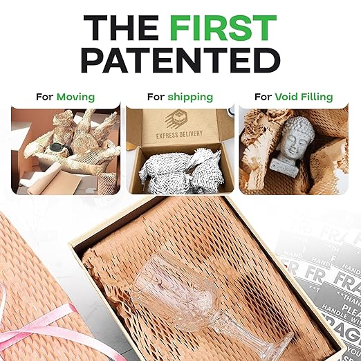 IDL Packaging 15.25" x 300' Refill Roll (Pack of 1) for MP-300W HexcelWrap Honeycomb Packing Paper Station, White - Natural Kraft Paper with Interlocking Slit Design for Shipping and Moving