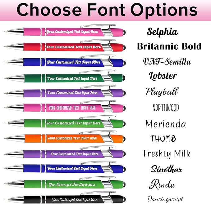 Personalized Ballpoint Pens, 100 Pcs, Custom Engraved with Name or Logo, Black Ink, Touch Tip Design, Ideal for Office, School, and Gifts