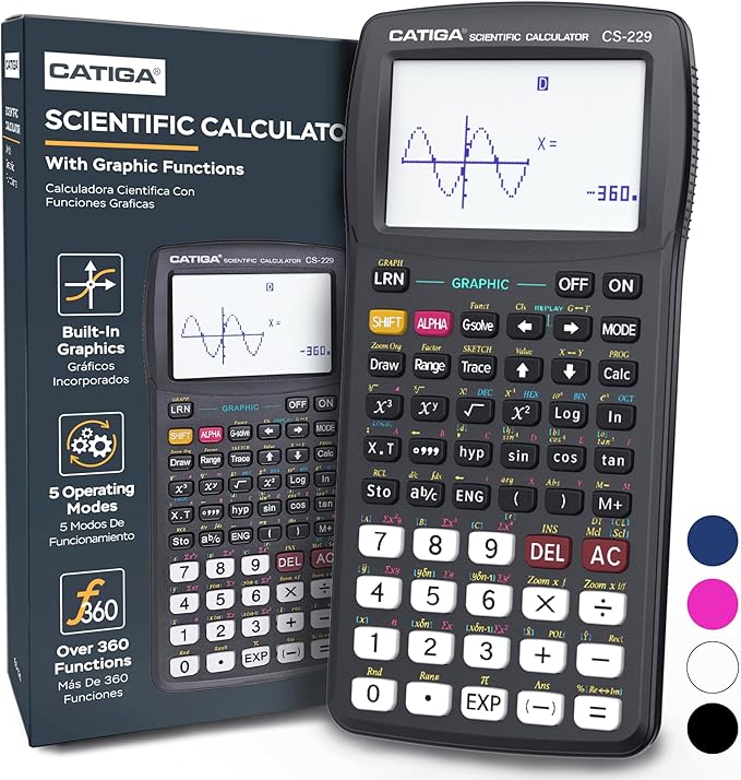 CATIGA Scientific Calculator with Graphic Functions, Multiple Modes with Intuitive User Interface for Beginners and Advanced Courses, High School or College, CS-229
