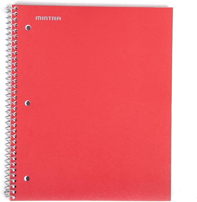Mintra Office Durable Spiral Notebooks, 1 Subject, (Black, Blue, Red, College Ruled 3 Pack), 100 Sheets, Poly Pocket, Moisture Resistant Cover, Strong Chipboard back, For School, Office, Business