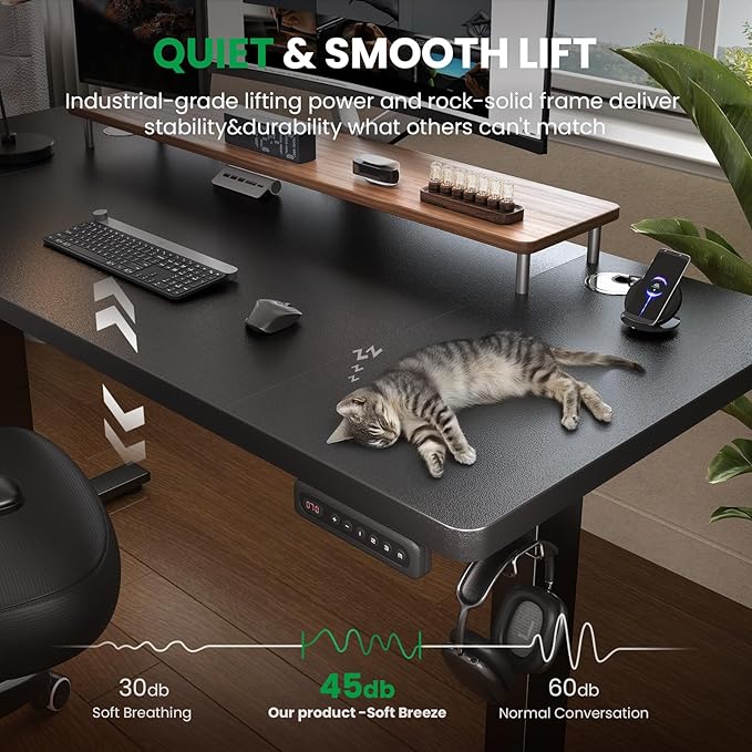 SIAGO Electric Standing Desk Adjustable - 48 x 24 Inch Sit Stand up Desk with Cable Management - 3 Memory Preset Adjustable Height Table