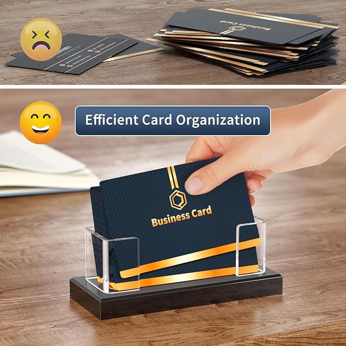 NIUBEE Acrylic Business Card Holder: Clear Plastic Business Cards Display Stand for Desk - Gift Card Organizer for Office 6 Pieces
