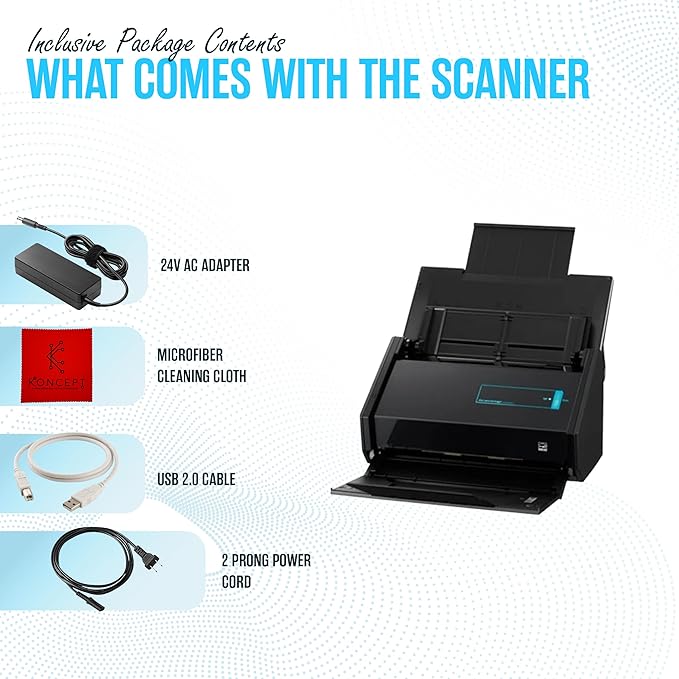 IX500 Fujitsu Scansnap Receipt Scanner for Mac & PC - USB High Speed Cloud Enabled Document, Photo Scanners - ADF with Duplex Scanning - Comes with 16v, USB 3.0 Cable (Renewed)