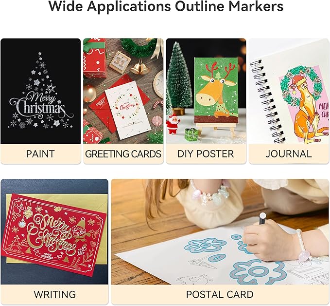 Outline Shimmer Markers, 12 Glitter Metallic Pens Tween Teen Girl Gifts Trendy Stuff 4-16 Year Old, Arts Crafts Kids Ages 8-12, Cool Travel Essentials for Kids Girls Ages 4-8-12-16