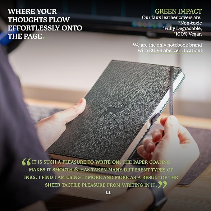 Dingbats* Wildlife Lined Writing Journal Notebook A5 - Vegan Leather Hardcover - Ideal for Work, Travel - Pocket, Elastic Closure, & Bookmark