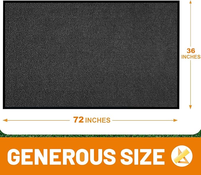 Front Door Mat, 3' x 6' Commercial Floor Mat, Heavy Duty Welcome Mat, Rubber Backing Non Slip Doormat for Entryway (Black, 3x6FT)