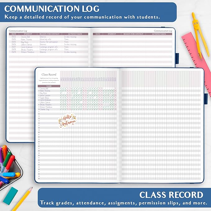 Legend Teacher Planner – Undated Lesson Plan Book for Teachers with Weekly & Monthly Calendars - Classroom Organization & School Year Planner – 8.5”x11.5” Hardcover (Mystic Blue Debossed)