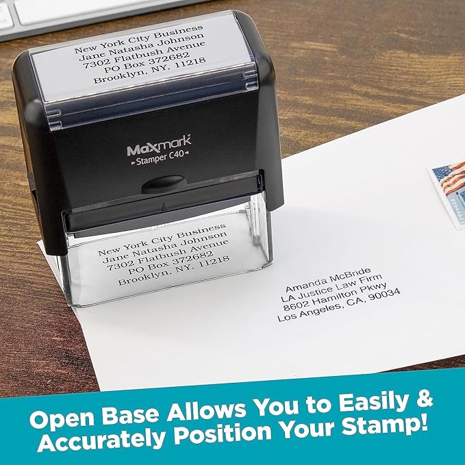 Custom Self Inking Rubber Stamp - Up to 6 Lines of Text - Choose from 15 Ink Colors - X-Large Size
