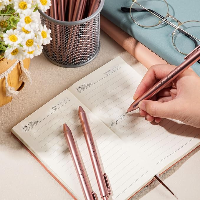 30pcs Thank You Pens Bulk Cute Multicolor Ballpoint Pen for Men Women Server Accessories Employee Holiday Appreciation Gifts for Teacher Office Back to School Party Favor (Rose Gold)