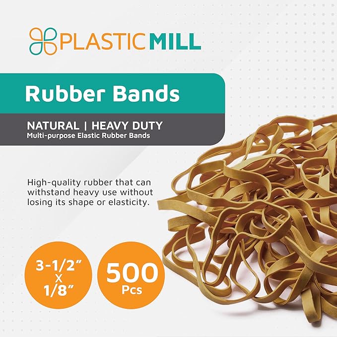 PlasticMill Rubber Bands - #33 Size - Natural Rubberbands - 1LB/500 Count.