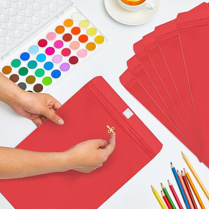 Geyee 100 Pcs Clasp Manilla Envelopes 10 x 13 Inch Gummed Colored Envelopes for Storing or Mailing for Home Office Business Supplies(Red)