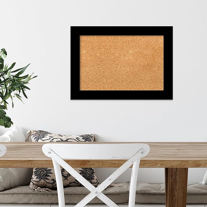 Amanti Art Natural Cork Board for Wall, 15x21 Vision Board with Black Wood Frame, Small Corkboard Office Decor for Home Organization, Modern Corkboard Pinboard to Display Items for Home Organization