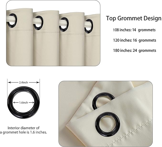 BONZER Room Divider Blackout Curtain Extra Wide Room Darkening Total Privacy Wall Noise Reducing for Living Room, 108L x 108W Inch (9L x 9W ft), 1 Panel, Cream