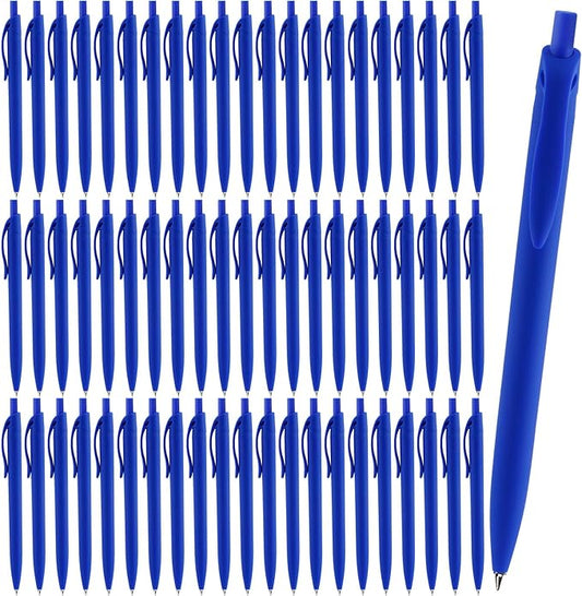 Pens Bulk, 50 Pack Retractable Ballpoint Pen, No Bleed Blue Click Pens, Blue Shell Black Ink Writing Pen in Medium Point, 1.0 MM Black Smooth Ink, Ideal for Office, School & Everyday Use