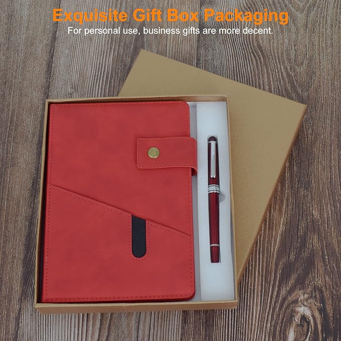 A5 Lined Leather Journal Notebook,Hardcover Journal Set with Pen and Gift Box,100Pages 100gsm Thick Ruled Paper Daily Diary for Men Women School,Travel,Business,Work,Writing 5.9" X 8.4"