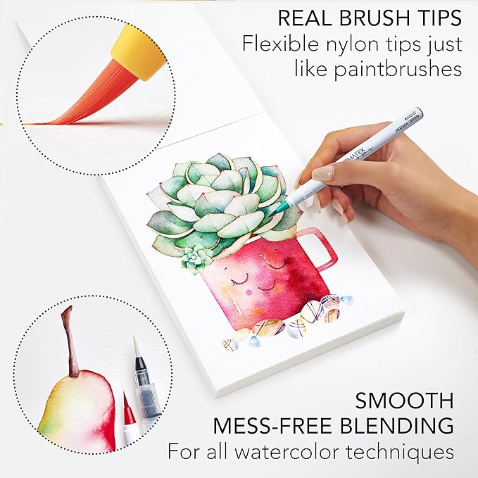 CHROMATEK 54 Watercolor Pens Set | Including 15 Page Pad & Online Video Tutorial Series | 4 Aquapens & 50 Unique Colors | Real Brush Pens | Easily Blendable, Vivid, Smooth | Professional Art Supplies