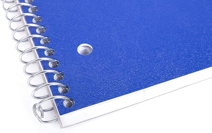 Mintra Office Durable Spiral Notebooks, 1 Subject, (Blue, College Ruled 3 Pack), 100 Sheets, Poly Pocket, Moisture Resistant Cover, Strong Chipboard back, For School, Office, Business,
